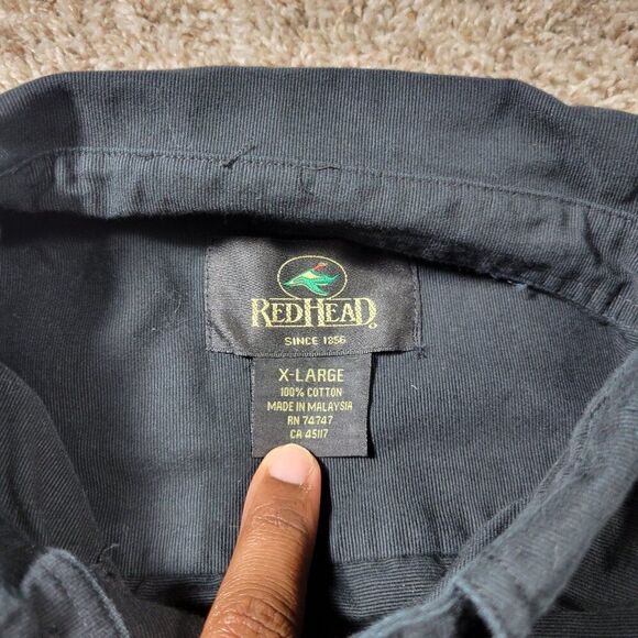 Redhead Shirt Mens XL Long Sleeve Button Up Pockets Deer Graphic Oxford Hunting - Picture 3 of 7